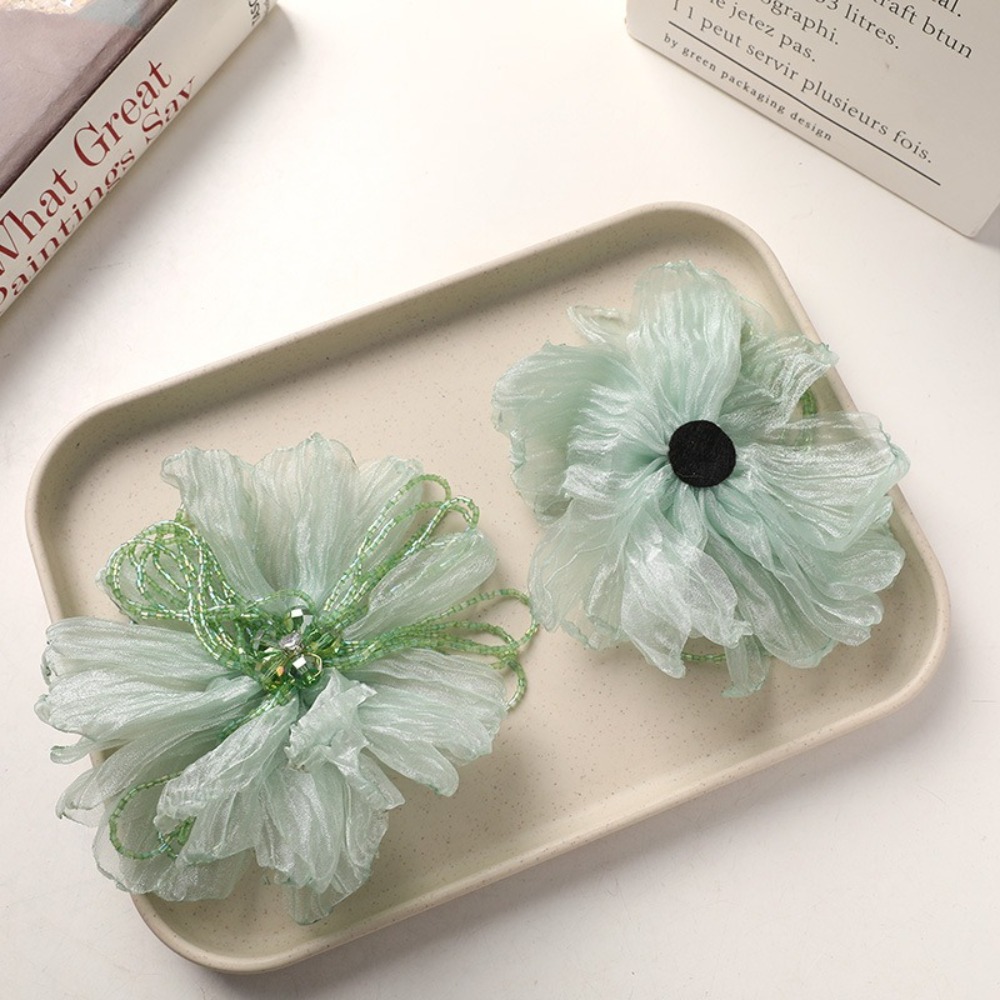 Applique Patch Flower - Organza Fabric Flower Patch Crystal Decoration