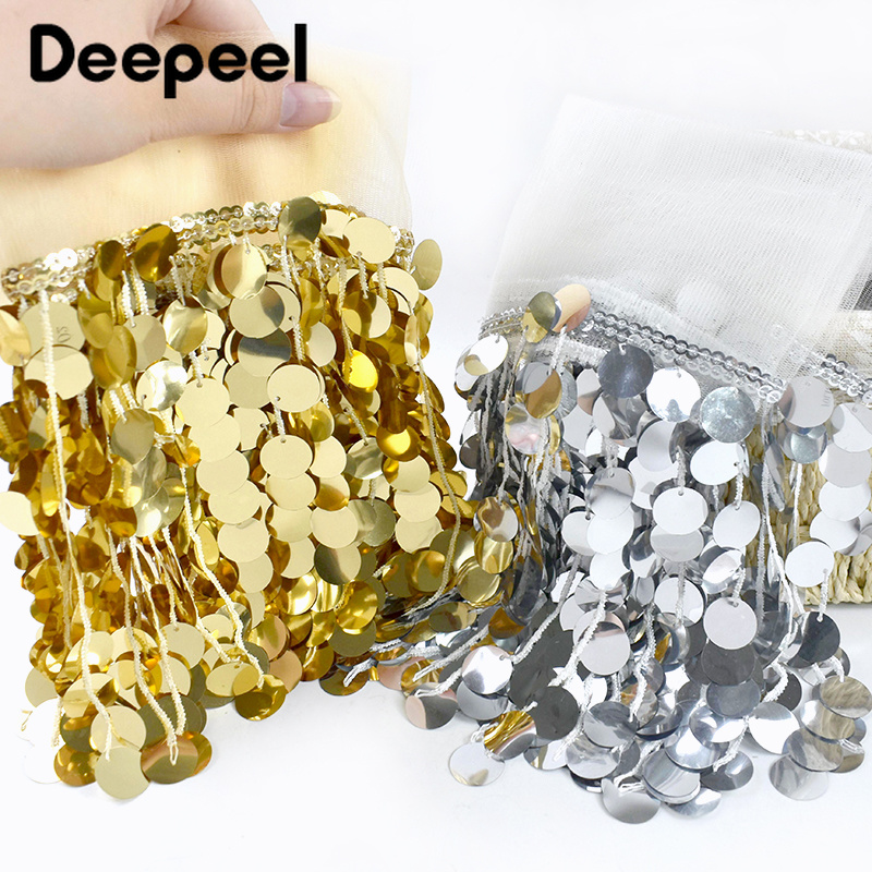 Beaded Trim Fringe - 2/3Yards 18cm Sequins Beaded Tassel Fringe