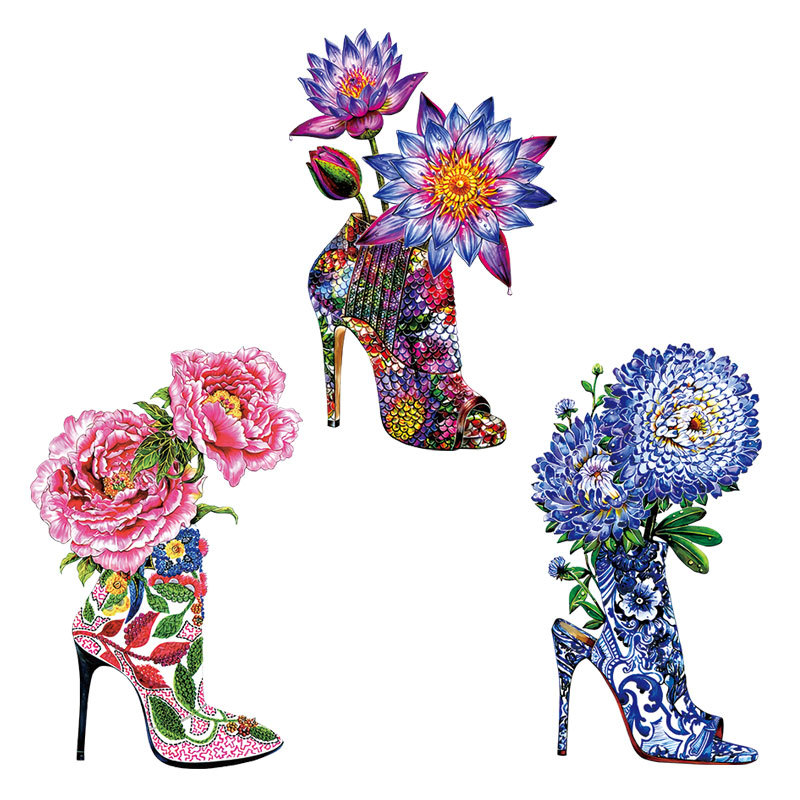 Applique Patch Flower - Giày Cao Gót Hoa Sắt Trên