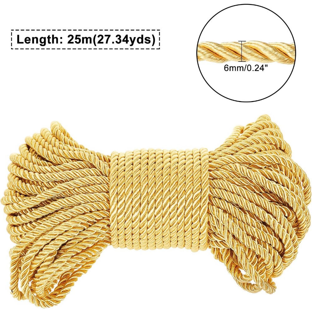 6mm Gold Cord 27 Yards Twisted - đánh giá và giá Cord Trim Twisted