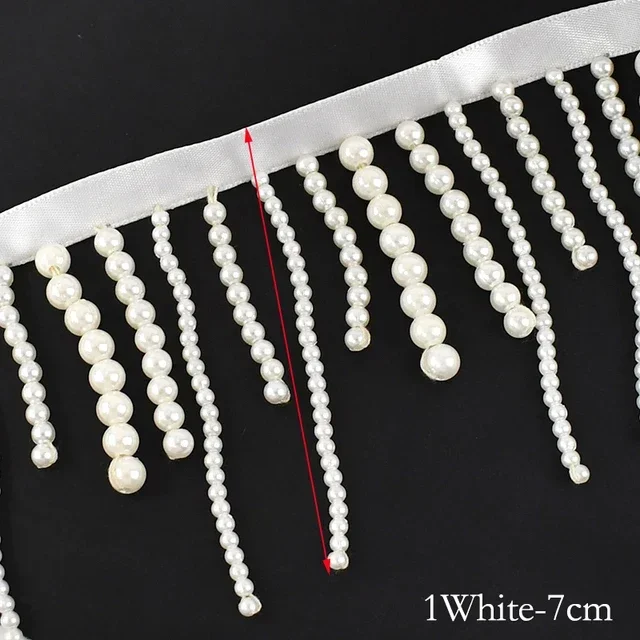 1/2Yards Pearl Beaded Tassel F - đánh giá và giá Beaded Trim Fringe